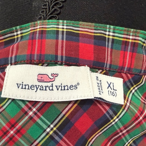 Vineyard Vines Red and Blue Long Sleeve Blouse with Bib Collar - Picture 2 of 8